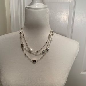 NWT Ralph Lauren silver tone, triple strand